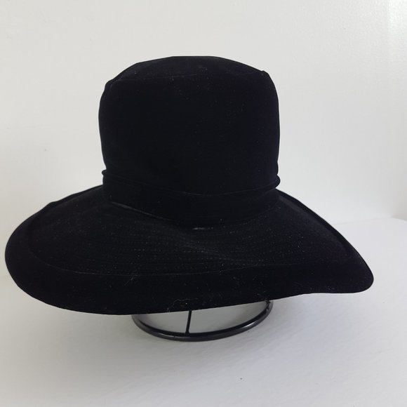 1950s Vintage Elizabeth Ford Hat Black Wide Brim Hat Made in New York USA 60s - Picture 6 of 10